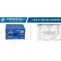 150Ah Amper Lityum Lifepo4 12,8V Megacell Makelsan resim1