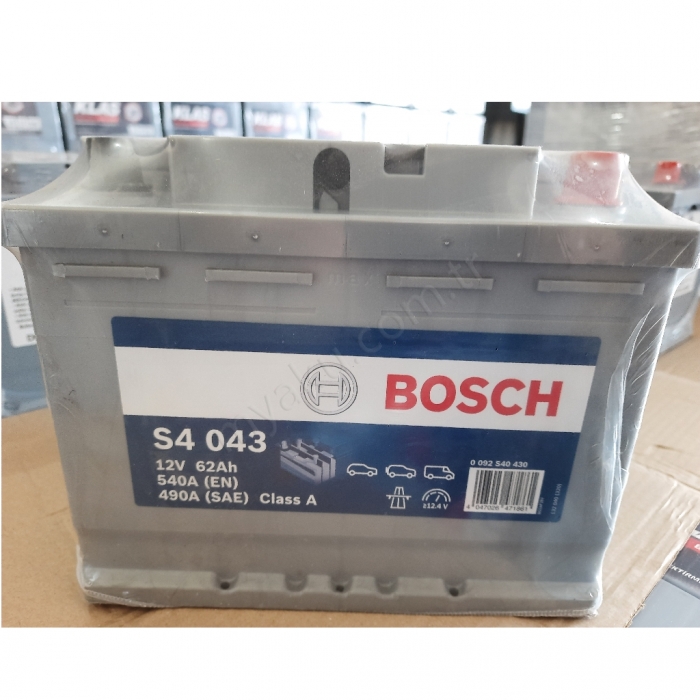 62 Ah Amper Bosch S4043 Düz Akü 