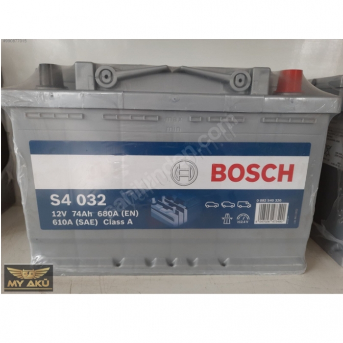 74 Ah Amper Bosch S4032 Akü Düz Kutup 