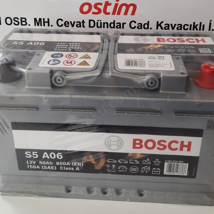 80 Ah Amper Bosch S5A06 Agm Start Stop Akü 