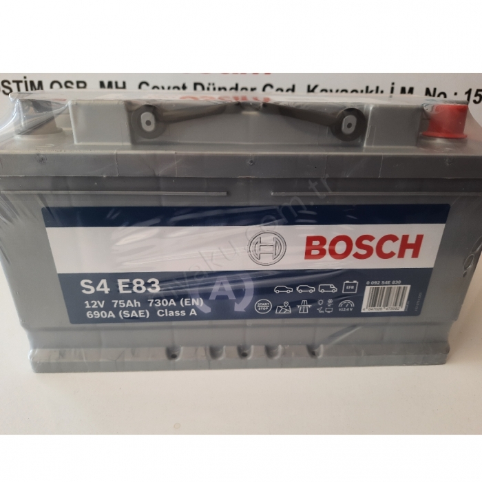 75 Ah Amper Bosch S4E83 Efb Start Stop Akü 