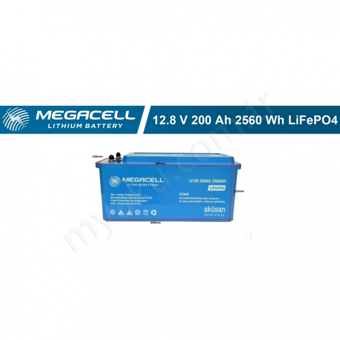 200Ah Amper Lityum Lifepo4 12,8V Megacell Makelsan
